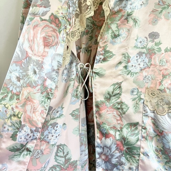 Vintage Victoria’s Secret Gold Label Satin Floral Lace‎ Midi Robe Pink Medium - Picture 8 of 13